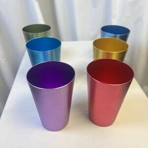 6 PCS Anodized Aluminum Tumblers Drinking Glasses Vintage Retro Metal Cup 5 Inch